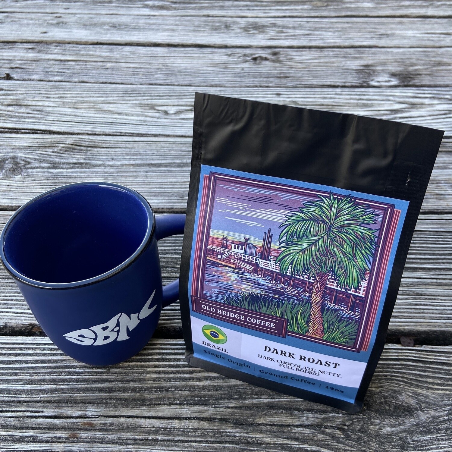 OLD BRIDGE DARK ROAST COFFEE 3/4 lb WHOLE BEAN