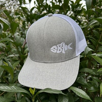 SBNC FISH OFFSET VINTAGE GRAY W/WHITE MESH CAP