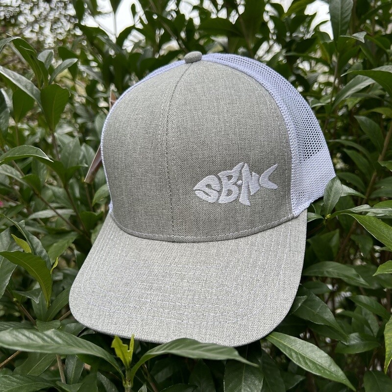 SBNC FISH OFFSET VINTAGE GRAY W/WHITE MESH CAP