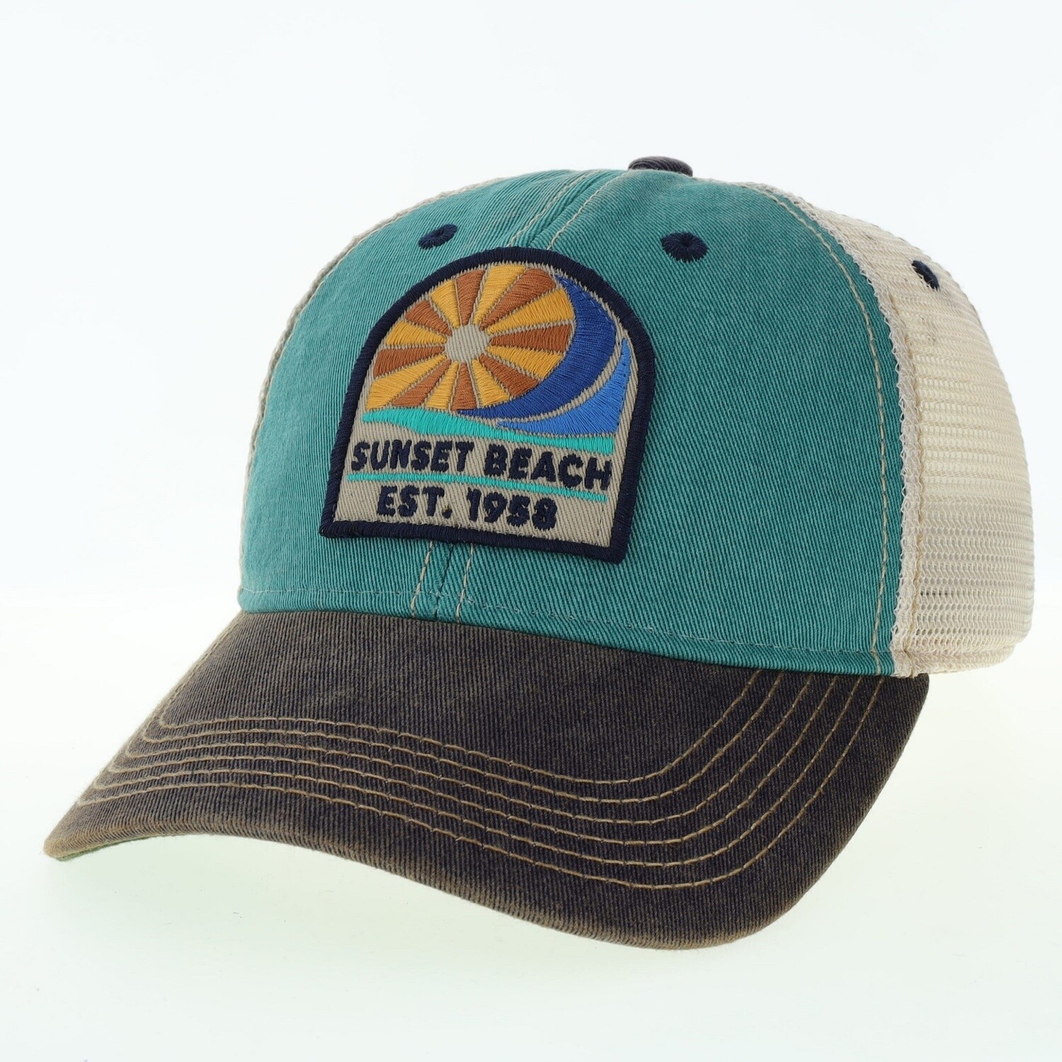 THE STAINED GLASS OFA TRUCKER CAP AQUA-NAVY