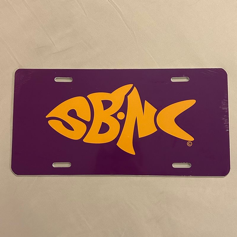 SBNC FISH PURPLE &amp; GOLD LICENSE PLATE
