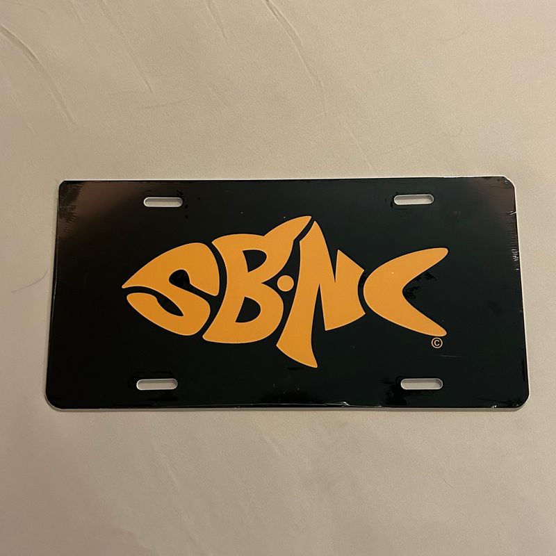 SBNC FISH BLACK &amp; GOLD LICENSE PLATE