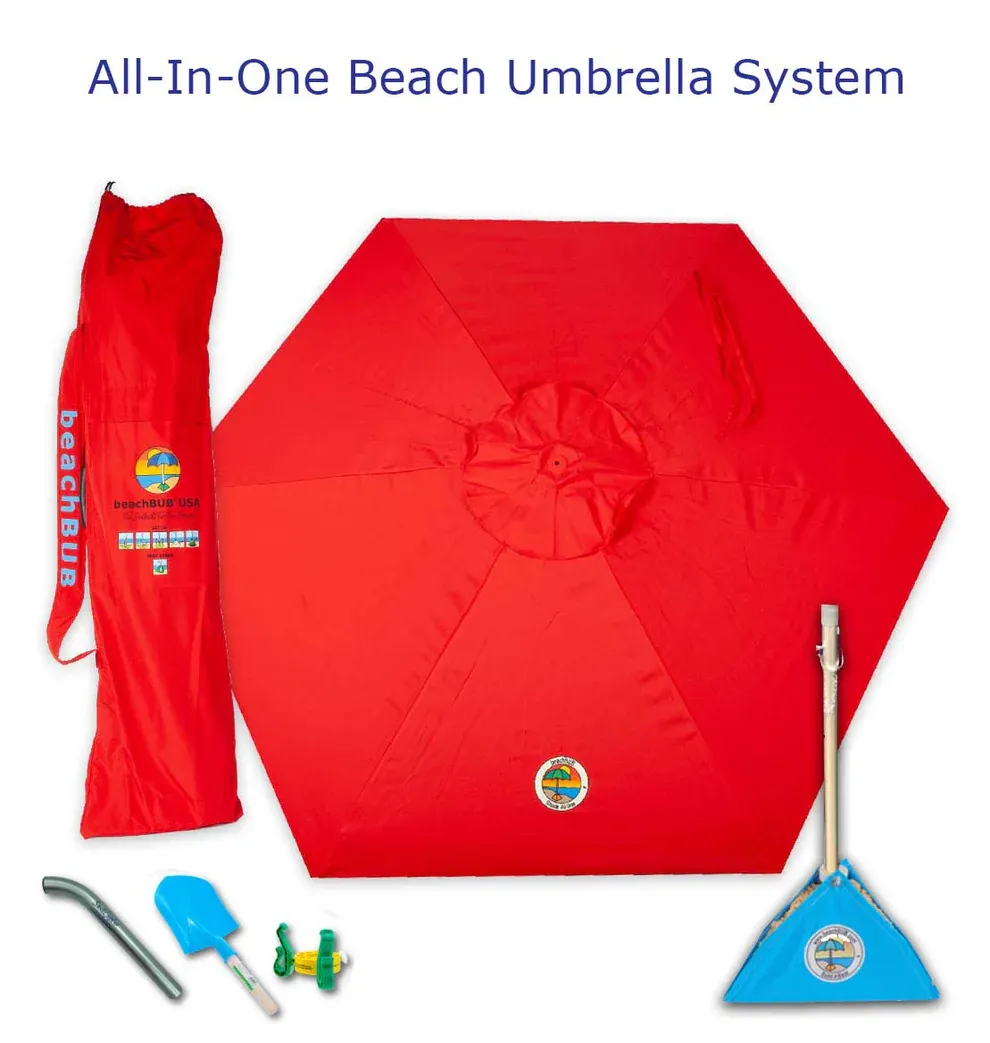 BEACH BUB ALL-IN-ONE UMBRELLA SYSTEM (BOLD BREAKER RED)