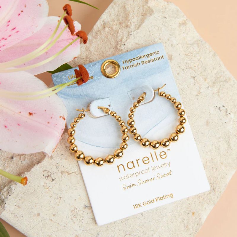 NARELLE BUBBLE HOOP PIN CATCH EARRING GOLD