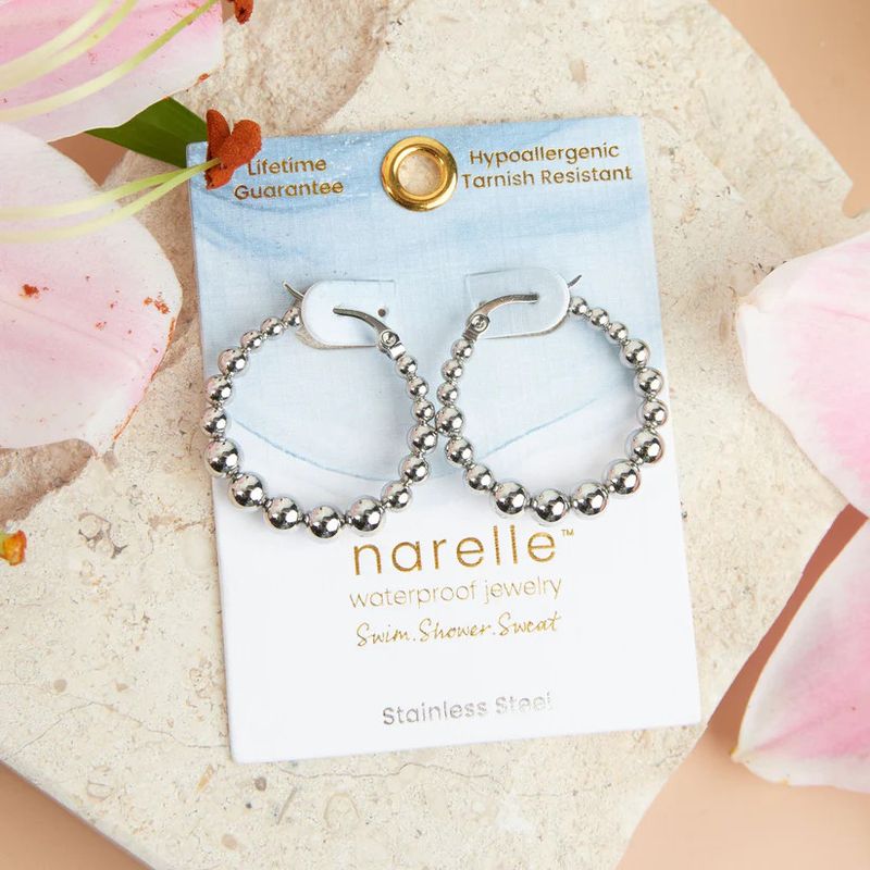 NARELLE BUBBLE HOOP PIN CATCH EARRING SILVER