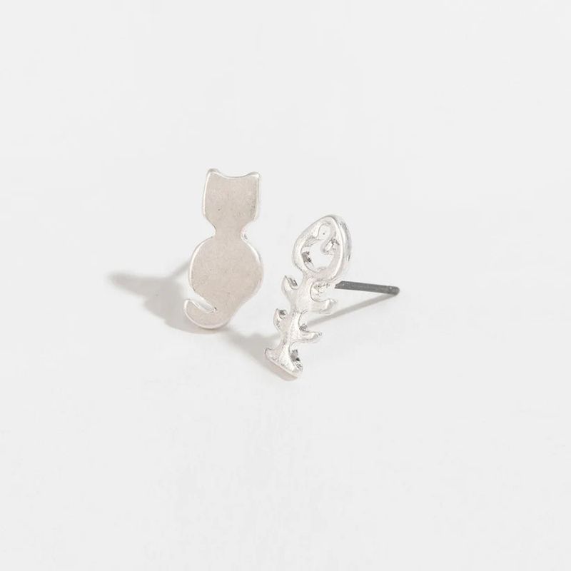 STUD BUD KITTY &amp; FISH BONE SILVER