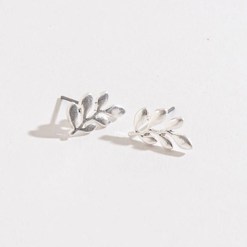 STUD BUD LEAF SILVER