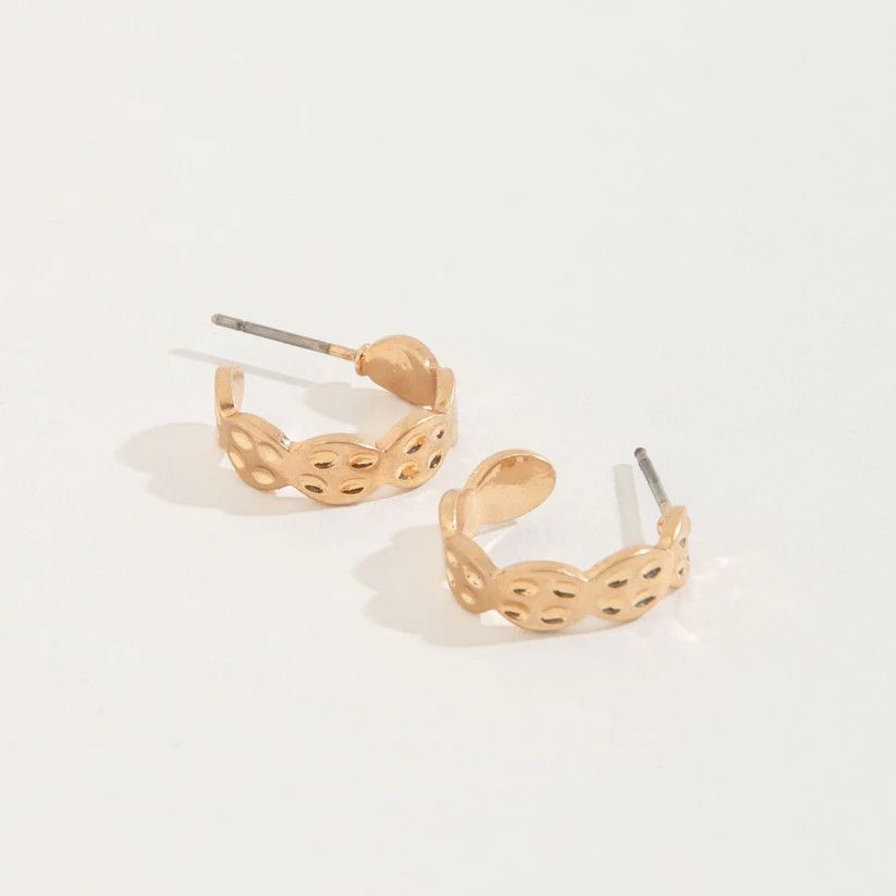 STUD BUD TEXTURE HOOP GOLD