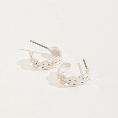 STUD BUD TEXTURE HOOP SILVER