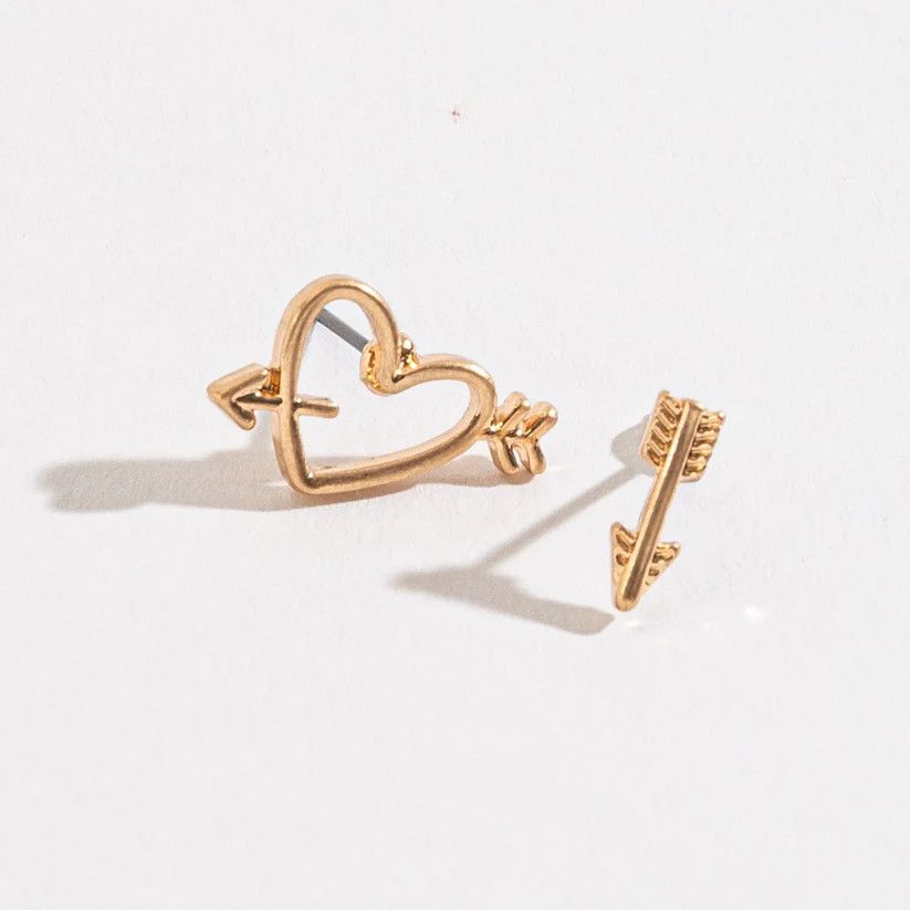 STUD BUD HEART ARROW GOLD