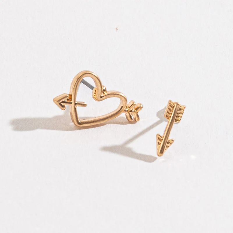 STUD BUD HEART ARROW GOLD
