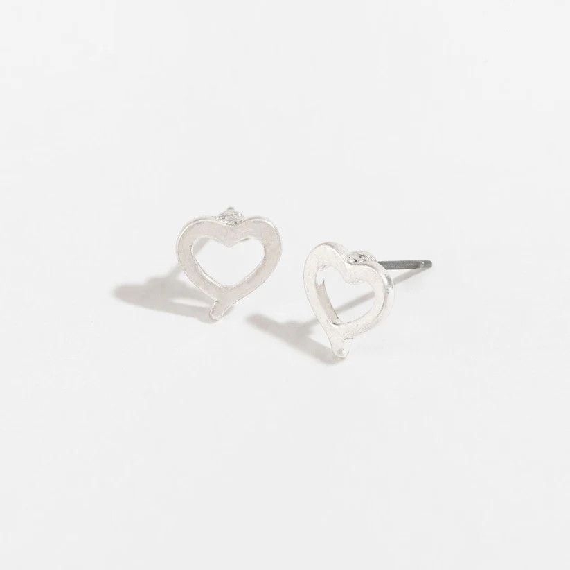 STUD BUD HEART SILVER