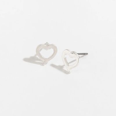 STUD BUD HEART SILVER