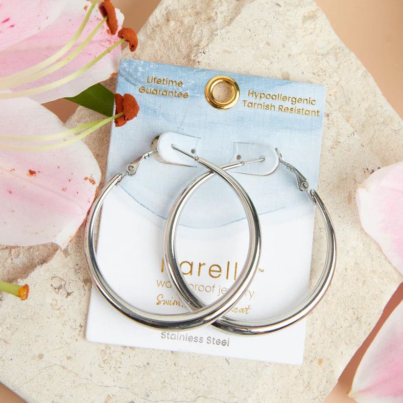 NARELLE VINTAGE CHUNKY PIN CATCH HOOP EARRINGS SILVER