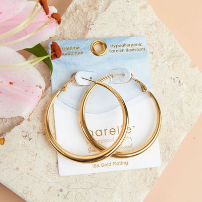 NARELLE VINTAGE CHUNKY PIN CATCH HOOP EARRINGS GOLD
