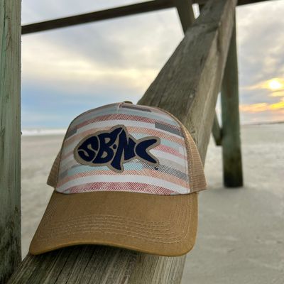 SBNC FISH OFAS TRUCKER CAP (FABRIC STRIPES)
