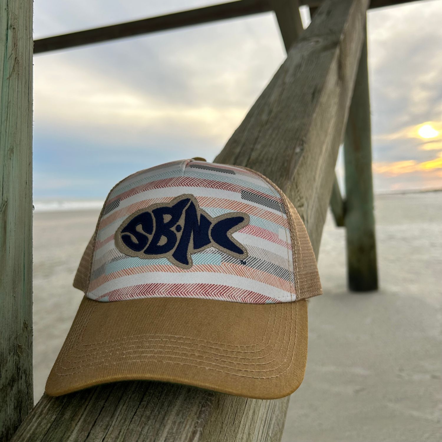 SBNC FISH OFAS TRUCKER CAP (FABRIC STRIPES)