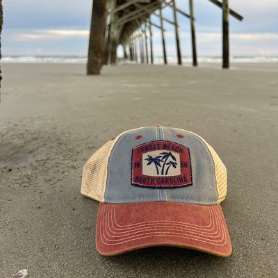 SUNSET BEACH FRAMED OFA TRUCKER CAP (LTBLUE/CARDINAL)