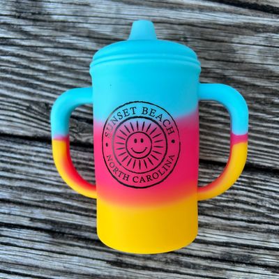 SMILEY SUNSHINE FACE SILICONE BABY BOTTLE 12oz SHERBET LAYERS