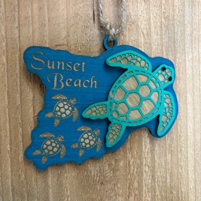 TURTLE FAMILY ORNAMENT (TEAL)