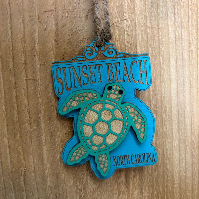 SWIMMING TURTLE ORNAMENT (AQUA)