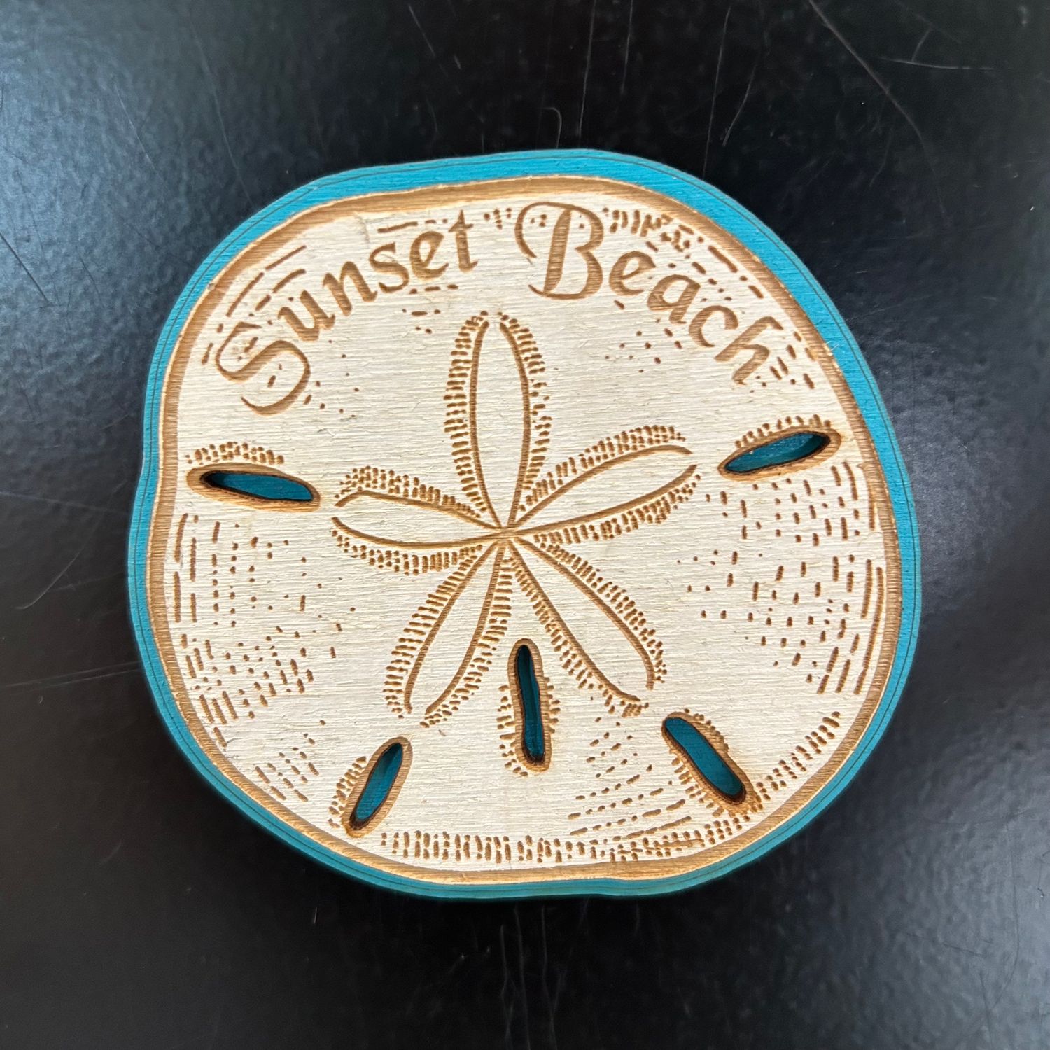 LRG SAND DOLLAR MAGNET (AQUA)