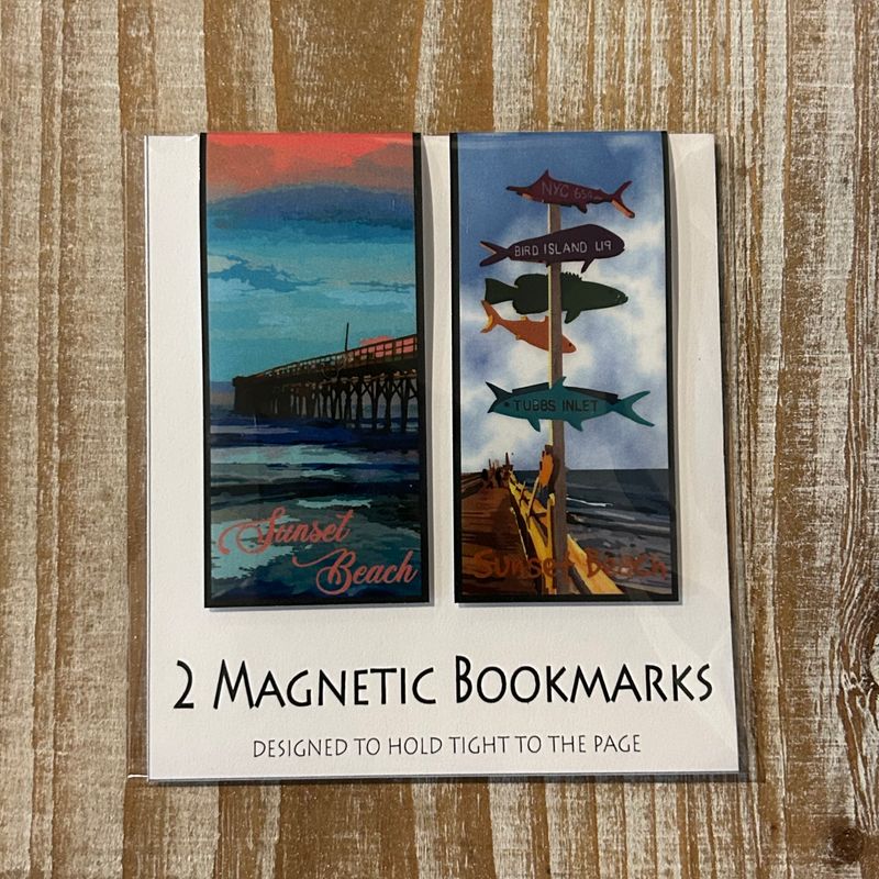 MAGNETIC BOOKMARK 2-PACK PIER &amp; FISH DIRECTIONAL SIGN