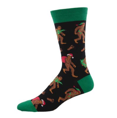 MENS SOCK BIG FOOT CHRISTMAS BLACK