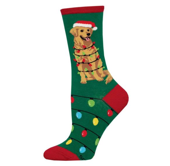 DOG GONE LIGHTS GREEN WOMENS SOCK