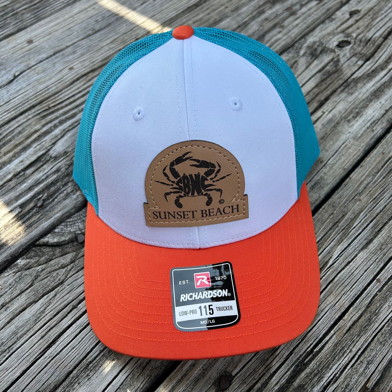 SBNC CRAB DOME PATCH CAP WHITE/AQUA/ORANGE 115