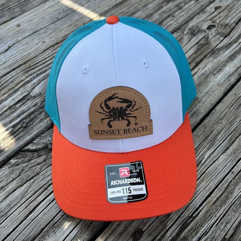 SBNC CRAB DOME PATCH CAP WHITE/AQUA/ORANGE 115