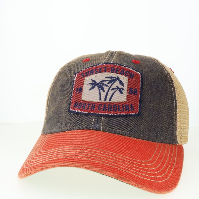 SUNSET BEACH FRAMED OFA TRUCKER CAP (NAVY/SCARLET)