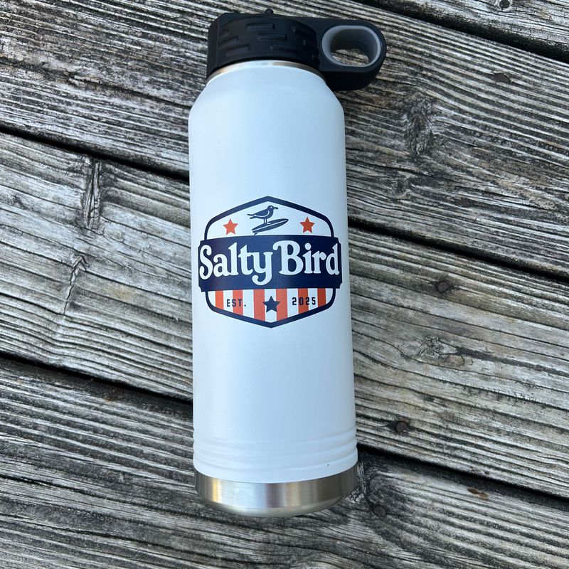SALTY BIRD SHIELD  32oz WHITE STRAW BOTTLE