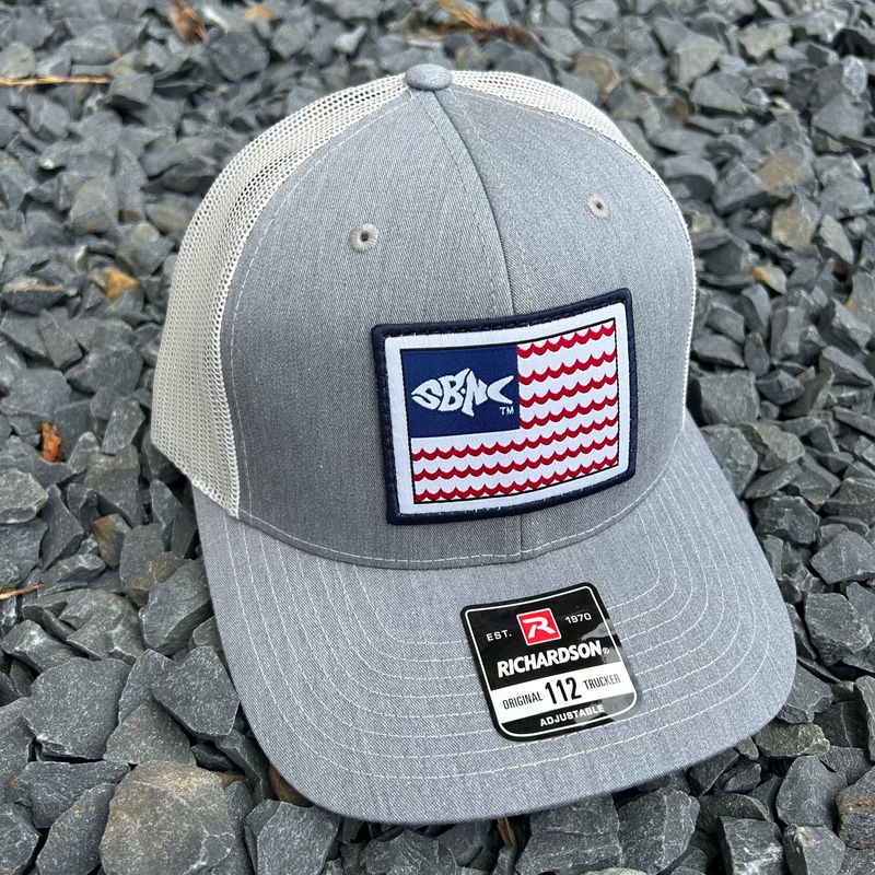 SBNC FISH WAVES FLAG PATCH CAP HTHGRAY/WHITE 112