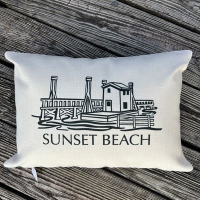 PILLOW 12&quot; x 18&quot; OLD BRIDGE CLASSIC BLK INK