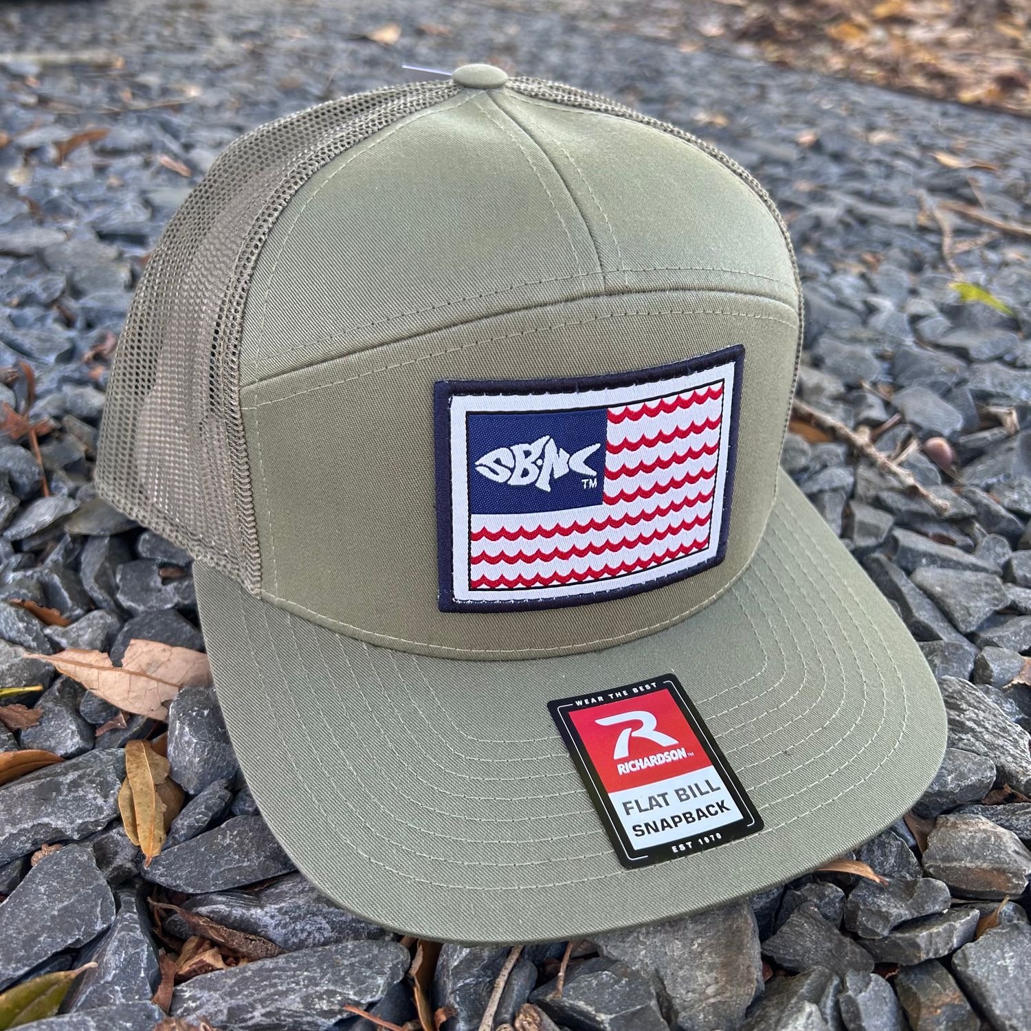 SBNC FISH WAVES FLAG PATCH 7-PANEL CAP LODEN/LODEN 168