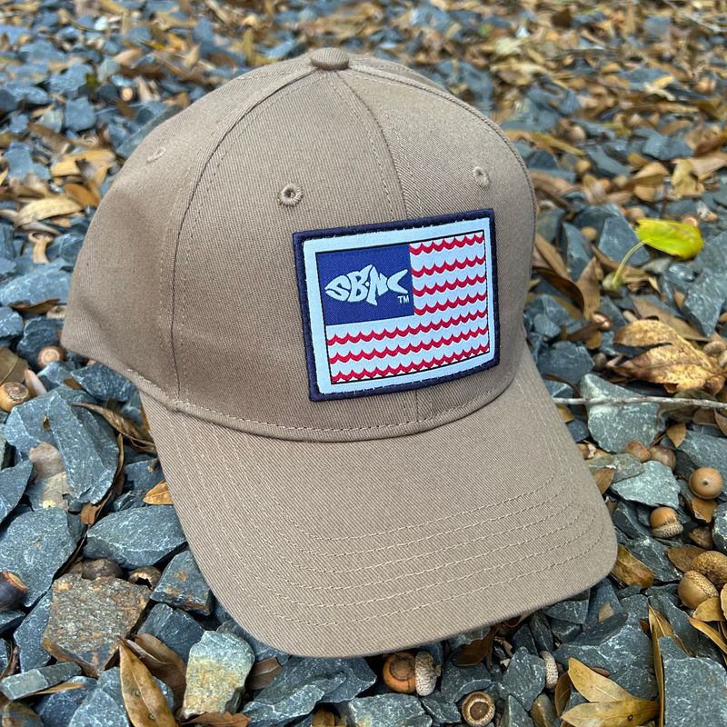 SBNC FISH WAVES FLAG PATCH CASUAL TWILL CAP DRIFTWOOD R75