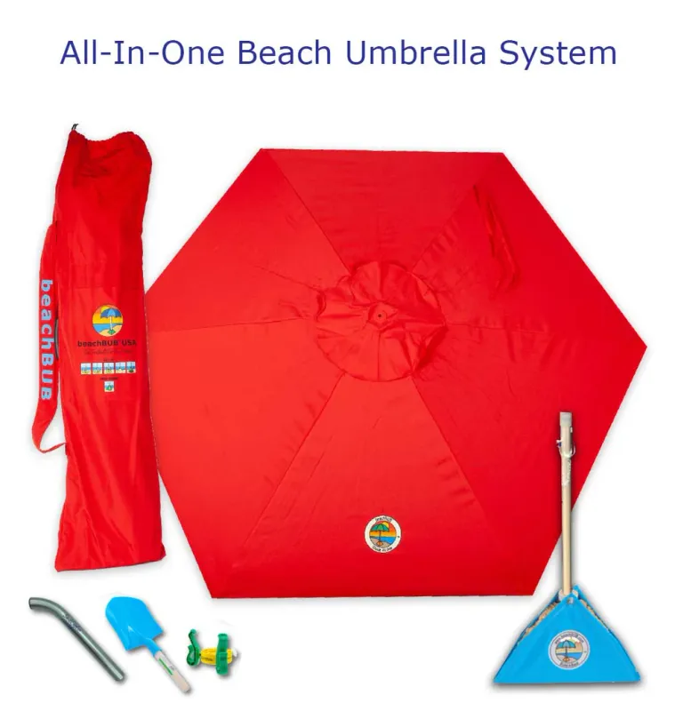 BEACH BUB ALL-IN-ONE UMBRELLA SYSTEM (BOLD BREAKER RED)