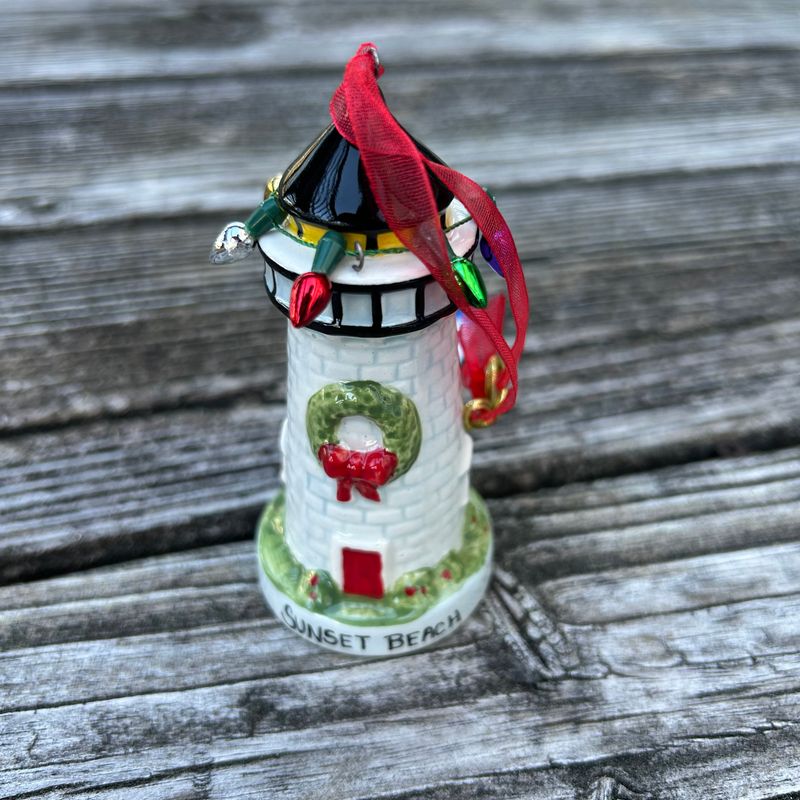 ORNAMENT LIGHTHOUSE WITH LIGHTS CERAMIC