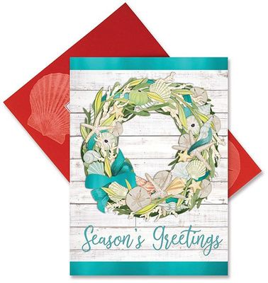 NOTECARD CHRISTMAS COASTAL WREATH