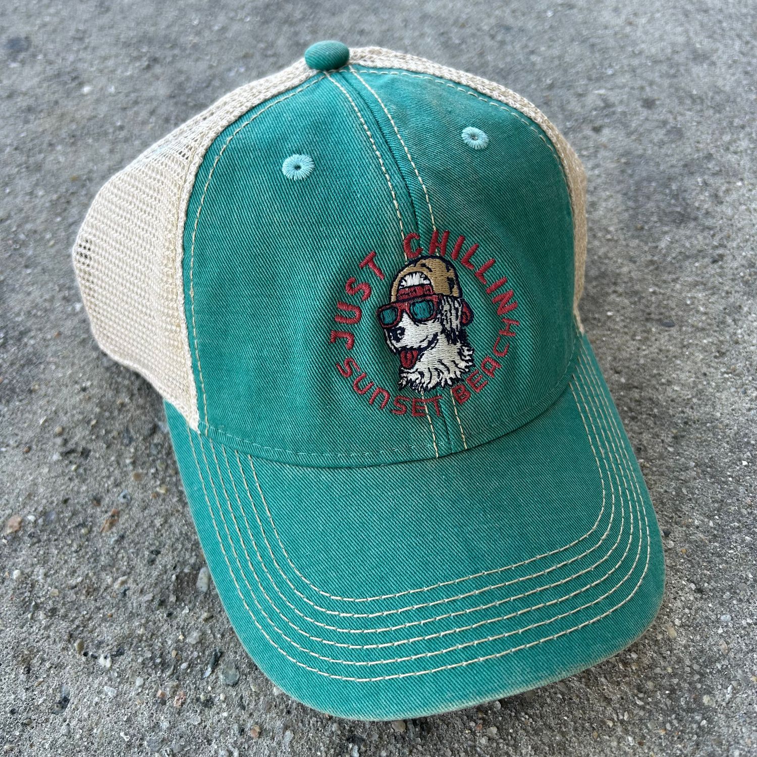 KIDS CAP JUST CHILLIN' PUP OFY TRUCKER (AQUA)