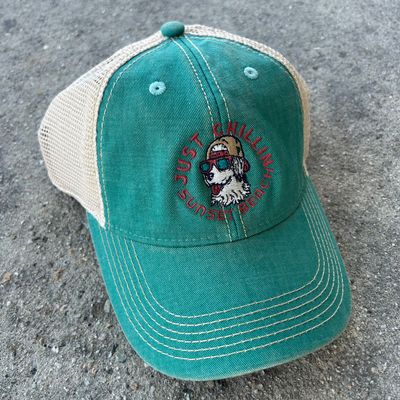 KIDS CAP JUST CHILLIN' PUP OFY TRUCKER (AQUA)