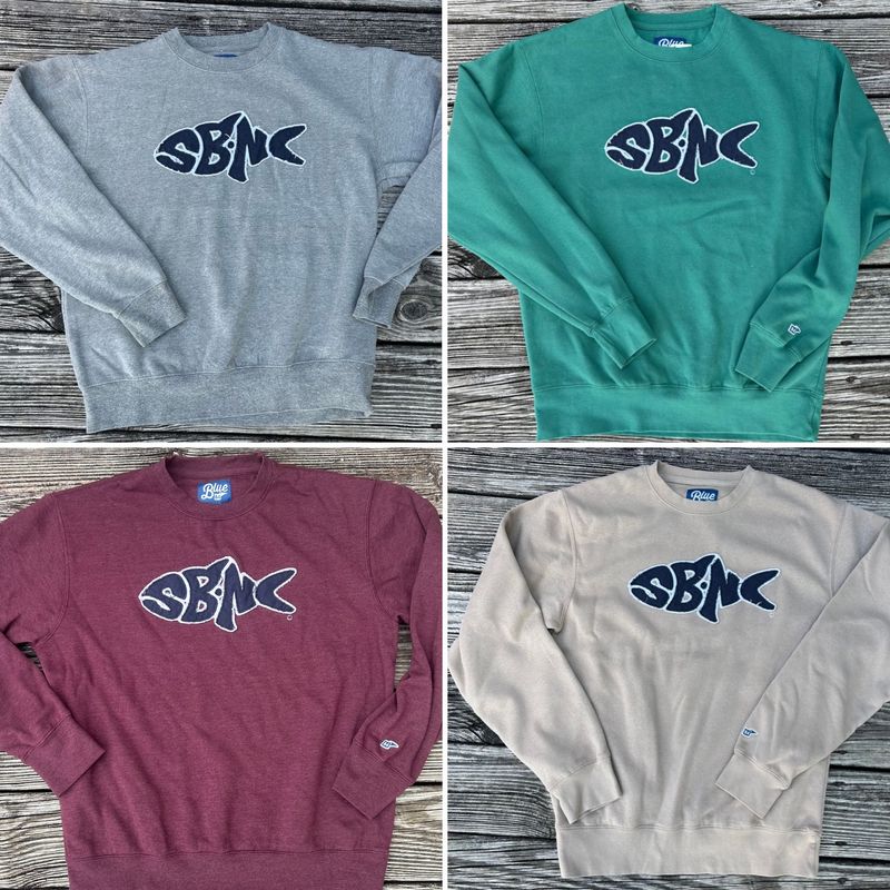SBNC FISH APPLIQUE COLLEGIATE CREW SBNC FISH APPLIQUE COLLEGIATE CREW
