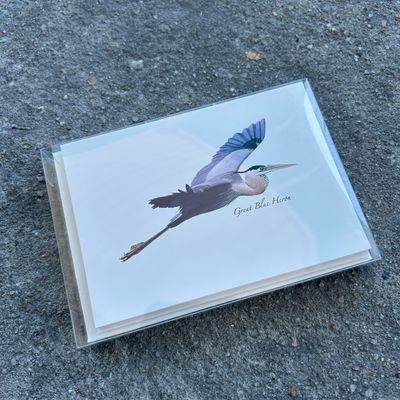 NOTECARD SET GREAT BLUE HERON IN FLIGHT