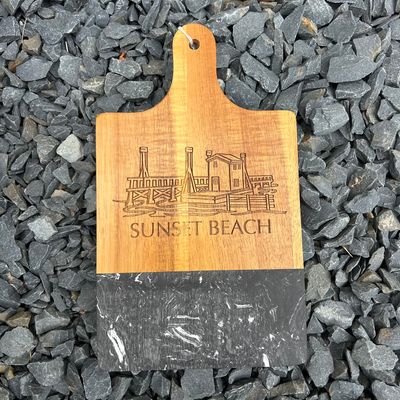 CUTTING BOARD HISTORIC BRIDGE MARBLE/WOOD