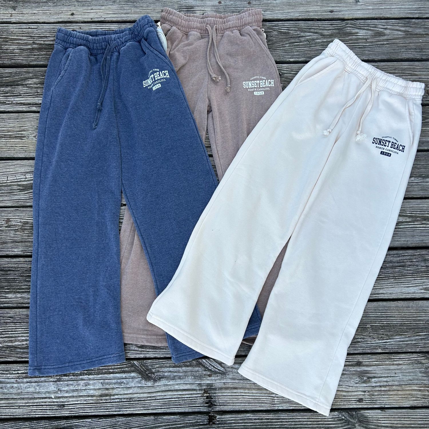 LADIES WIDE LEG BURNOUT COASTAL VIBES SWEATPANTS