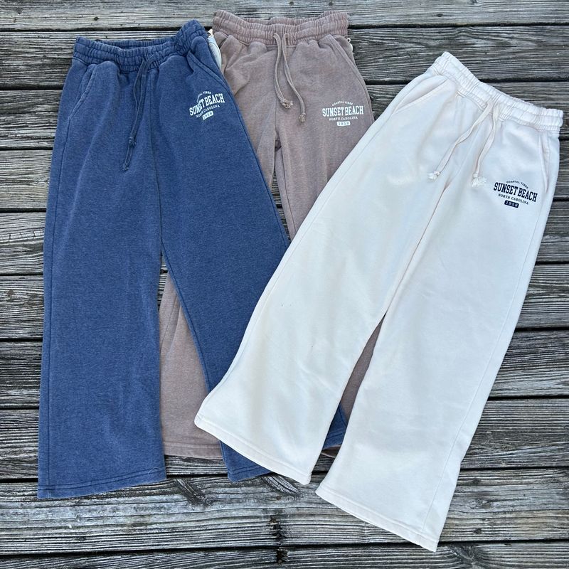 LADIES WIDE LEG BURNOUT COASTAL VIBES SWEATPANTS