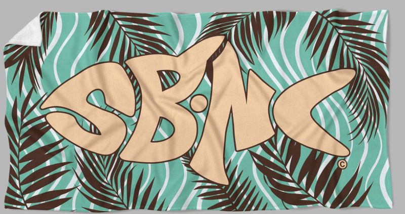 SBNC FISH PALM FRONDS BEACH TOWEL
