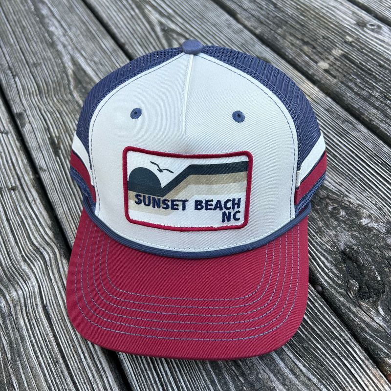 CAP BENT RETRO PATCH 2BAR TRUCKER (STONE/CARDINAL/SLATE)