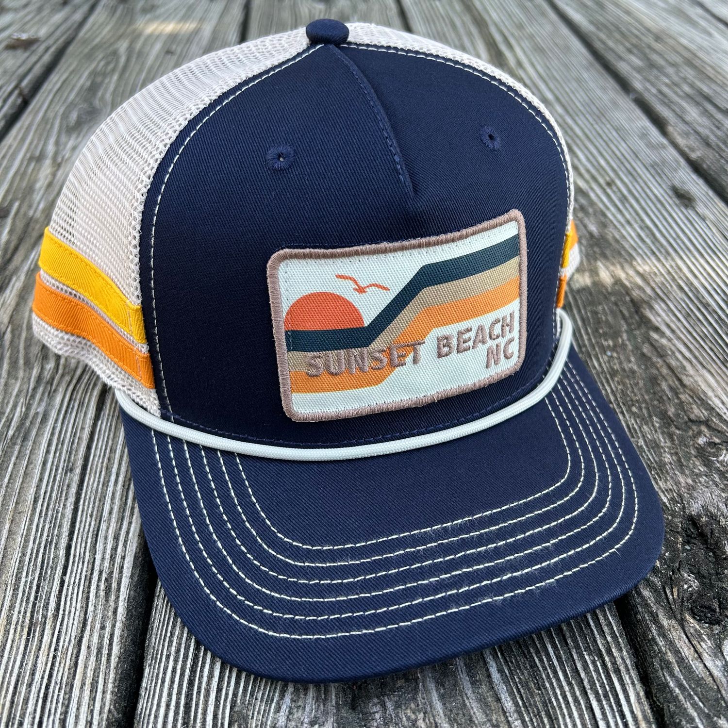 CAP BENT RETRO PATCH 2BAR TRUCKER (NAVY/GOLD/ORANGE)
